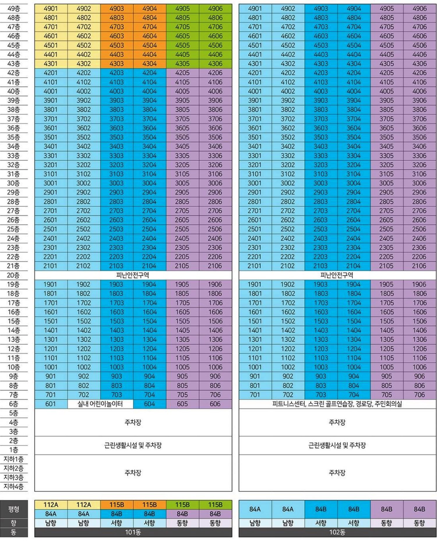 안성 하늘채 라끄시엘 층별배치도 이미지